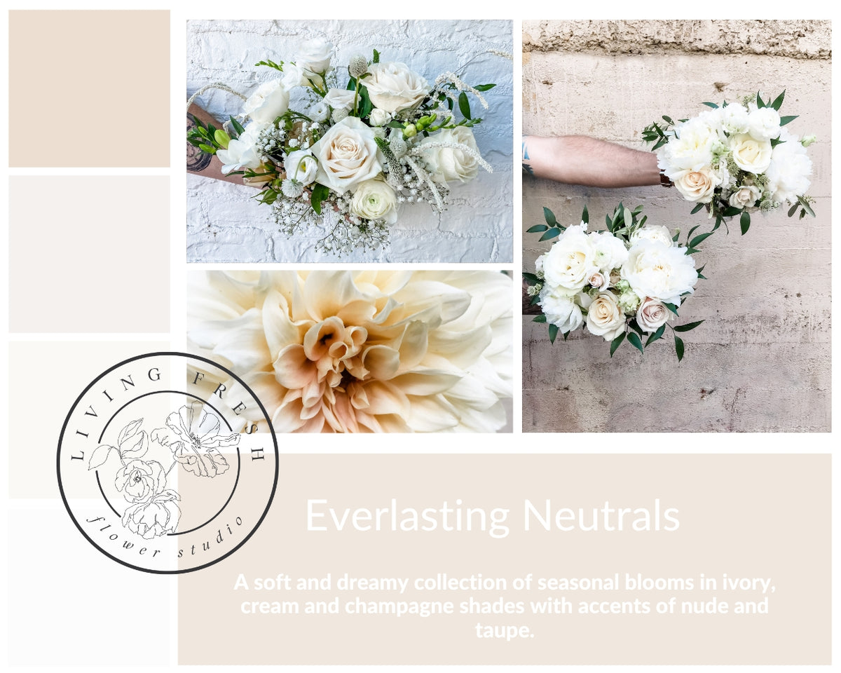 Living Fresh Wedding Flowers - Wedding Attendant&#39;s Bouquet - Everlasting Neutrals