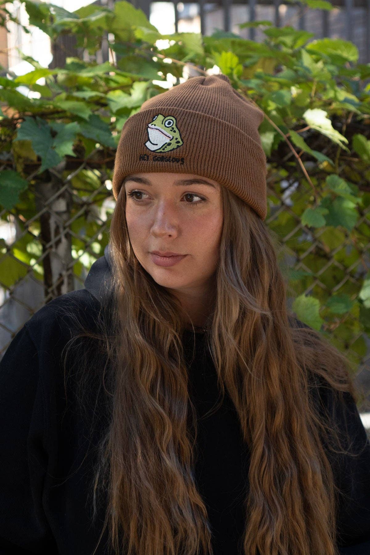 Hey Gorgeous (Frog) Beanie | Knit Toque with embroidery