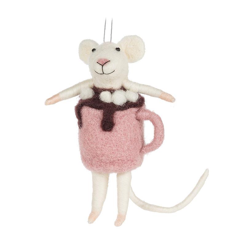 Mouse in a Hot Chocolate Mug Ornament