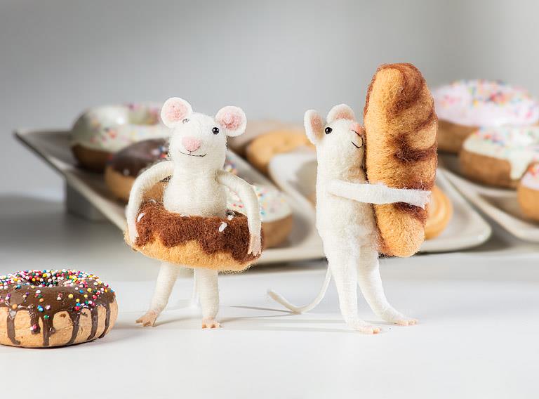 Mouse with Croissant Ornament
