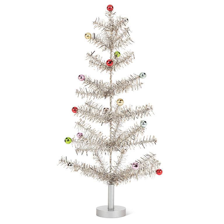 Silver Tinsel and Ornaments Christmas Tree