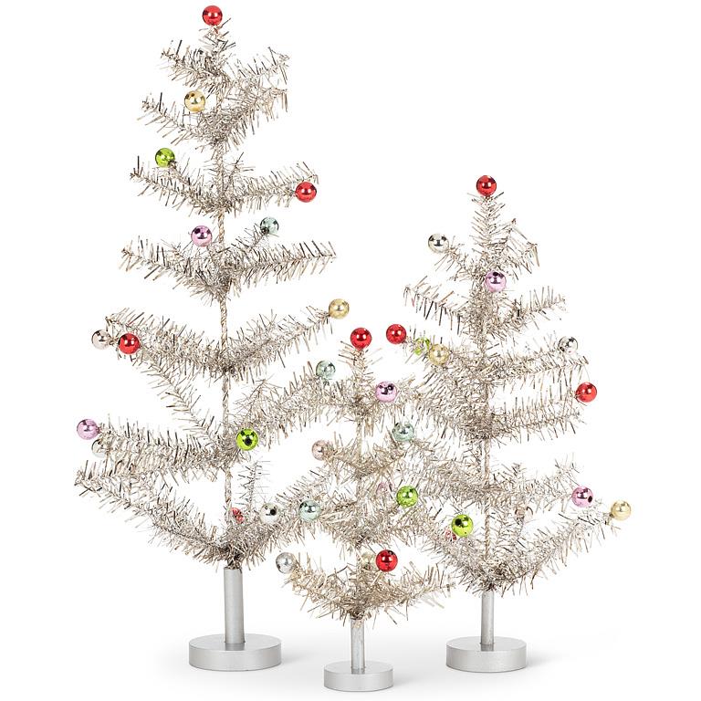 Silver Tinsel and Ornaments Christmas Tree