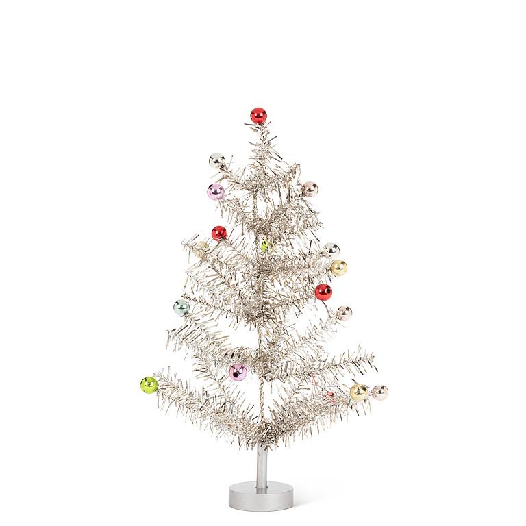 Silver Tinsel and Ornaments Christmas Tree