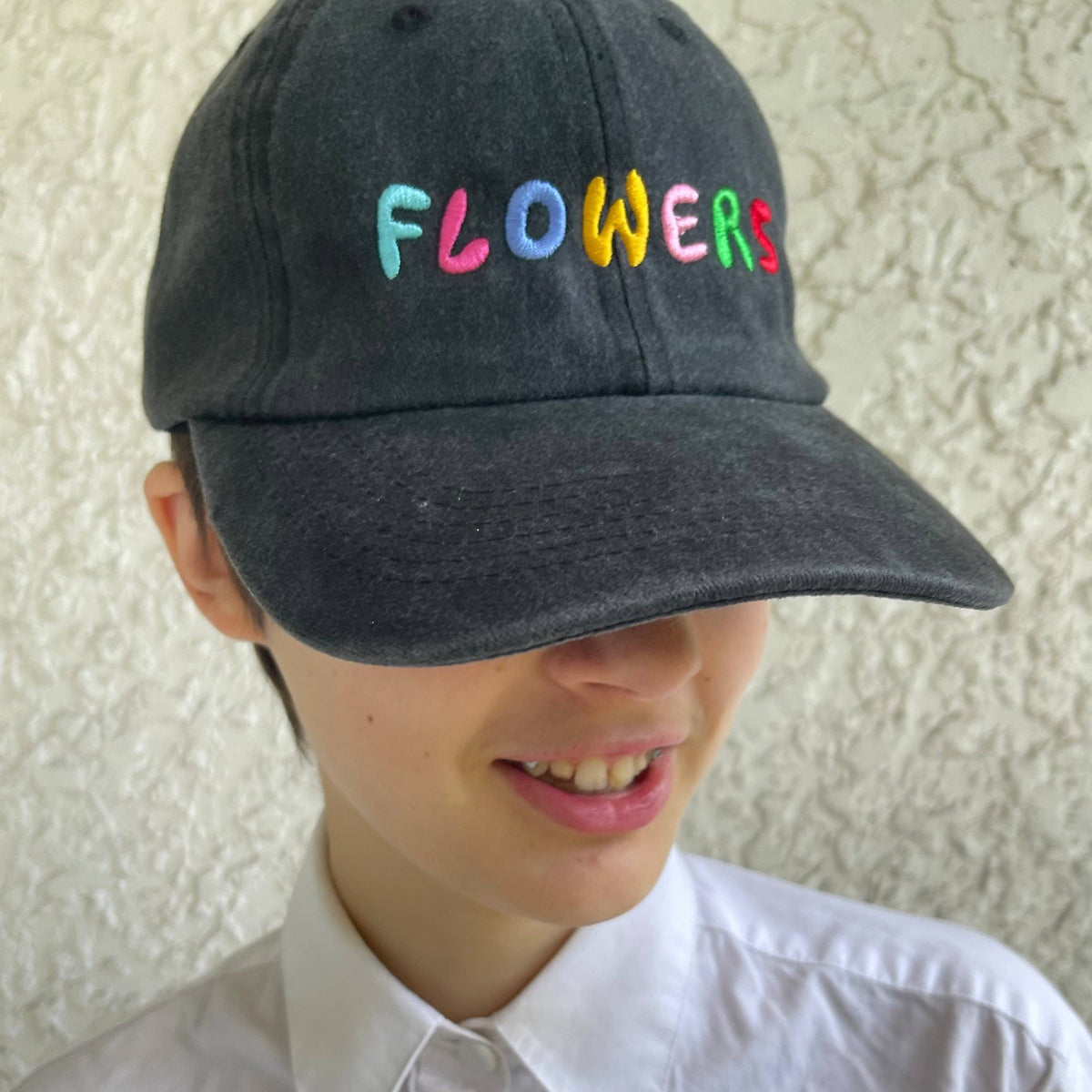 FLOWERS Rainbow Embroidered Baseball Cap 