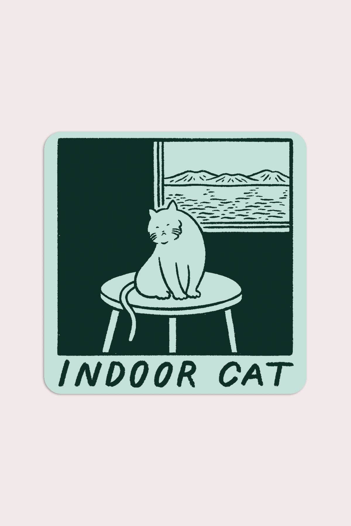 Indoor Cat (Satoshi) Sticker | Waterproof Vinyl Sticker