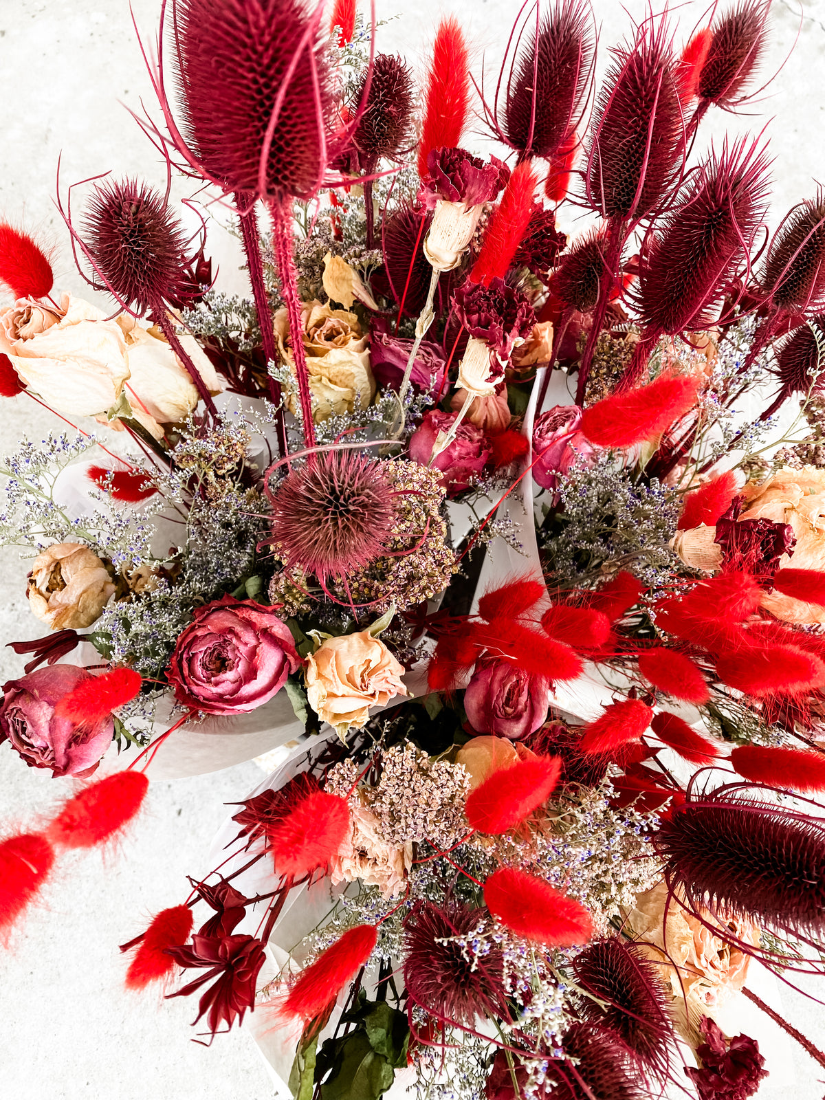 Dried Flower Bouquet - Rosy Reds