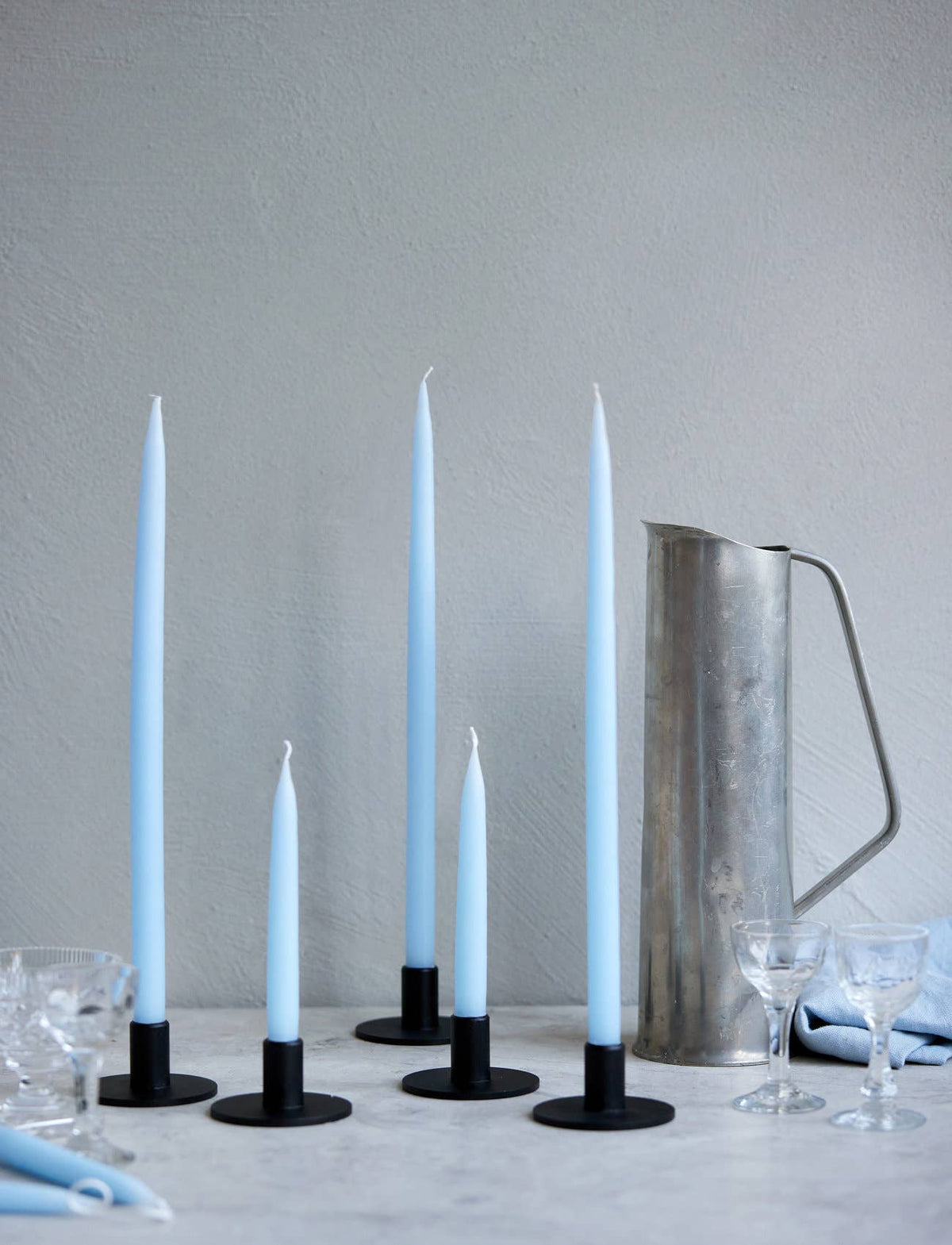 Pair of Hand-Dipped Danish Tapers -Light Blue
