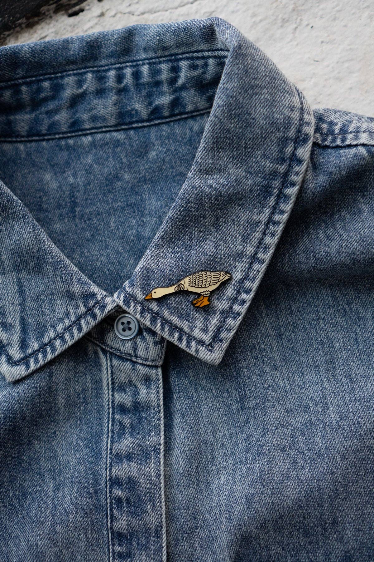 Reaching Pin | Cute Goose Enamel Lapel Pin