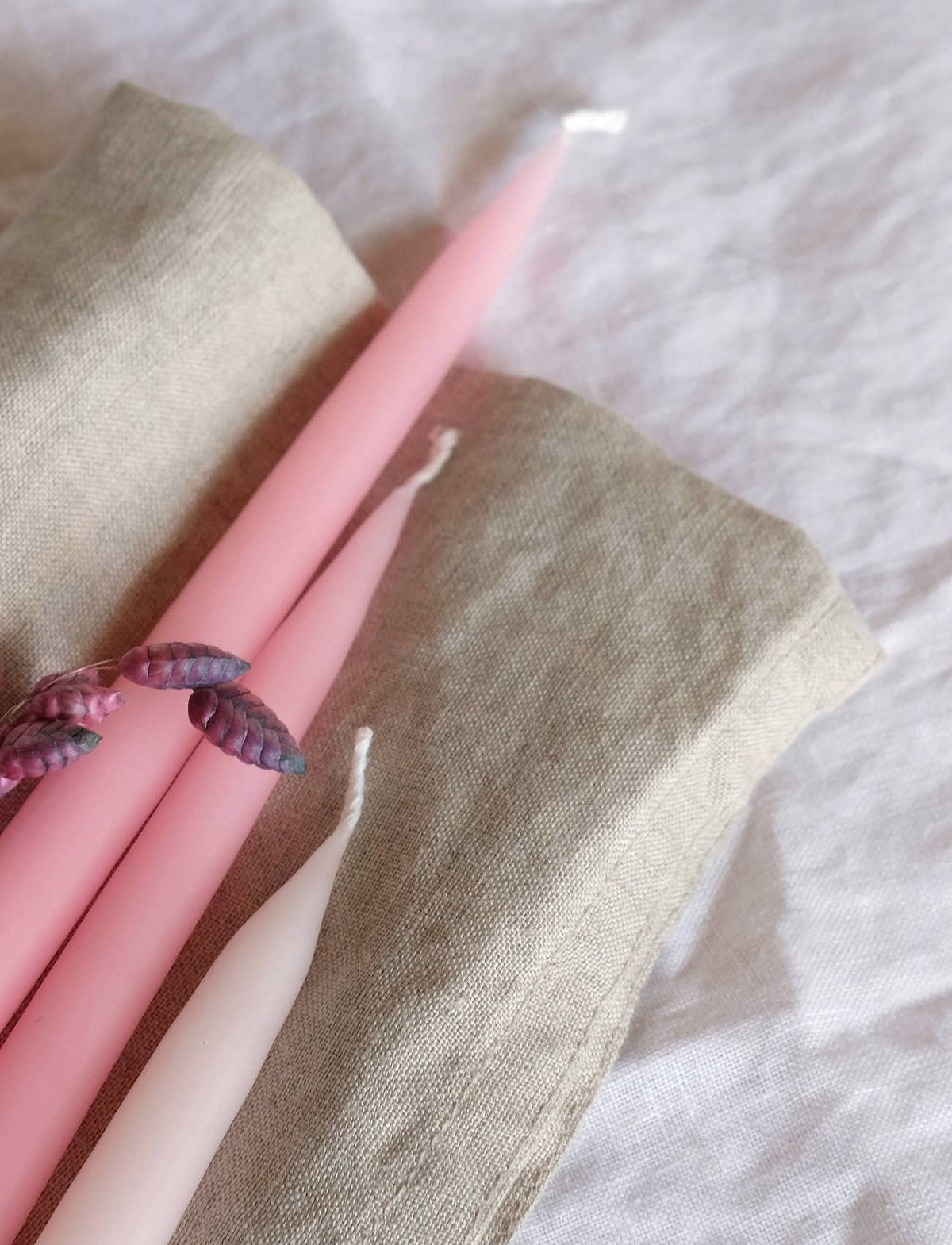 Pair of Hand-Dipped Danish Tapers -Pastel Rosa
