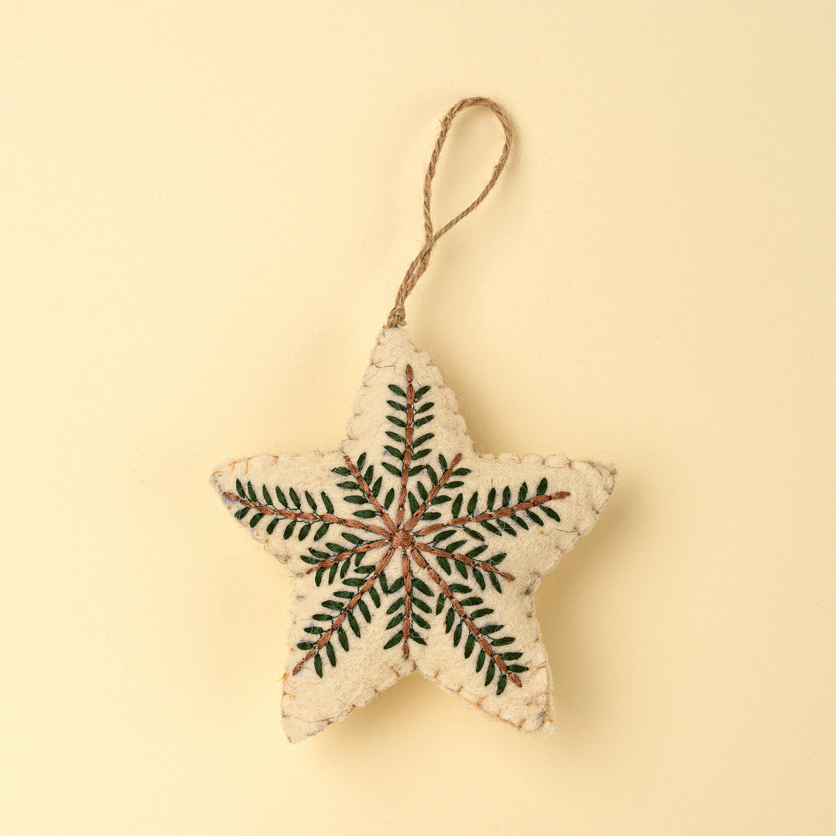 Evergreen Embroidered Star Holiday Ornament