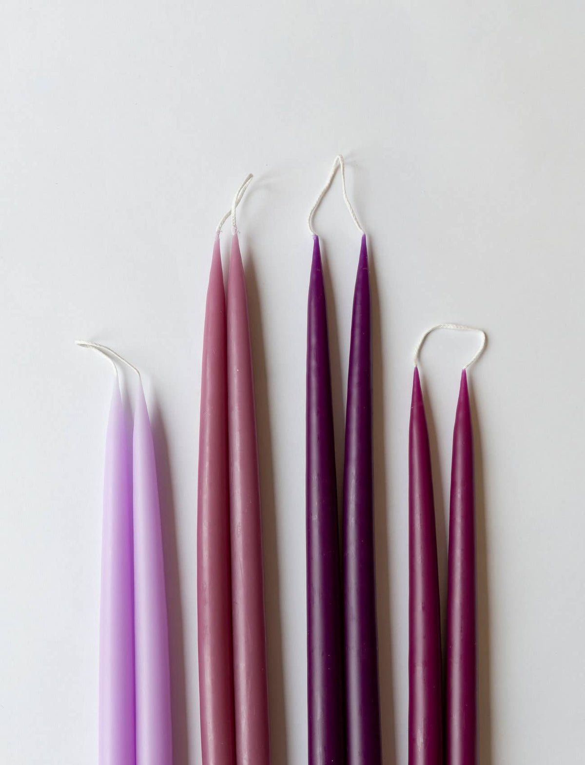 Pair of Hand-Dipped Danish Tapers - Light Heather