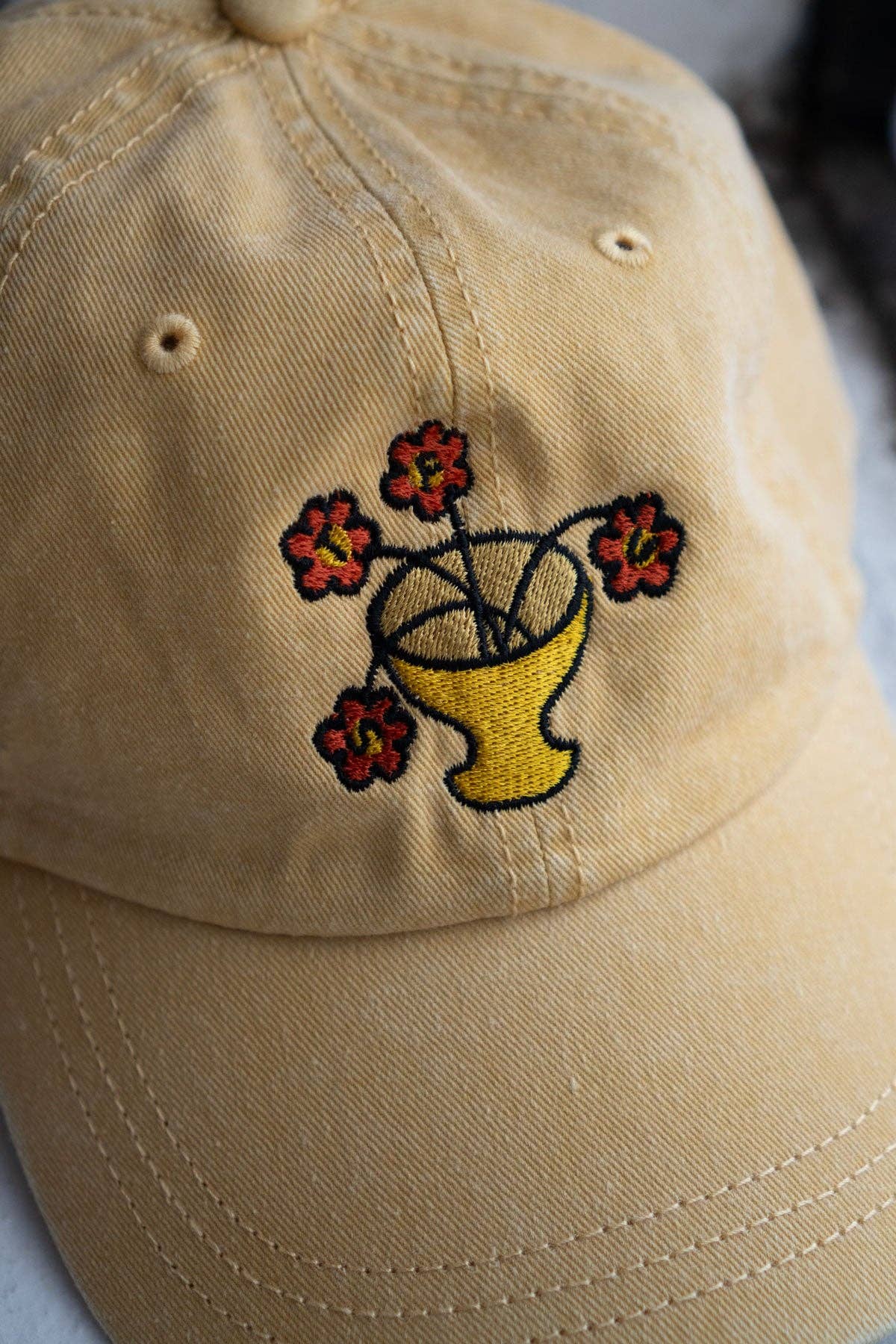 STFU Vase | Embroidered Dad Hat: Vintage Yellow