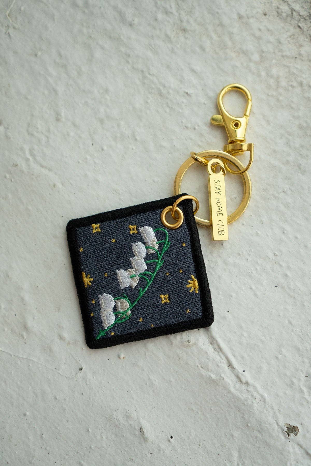 Lily of the Valley - May Birth Flower Embroidered Keychain
