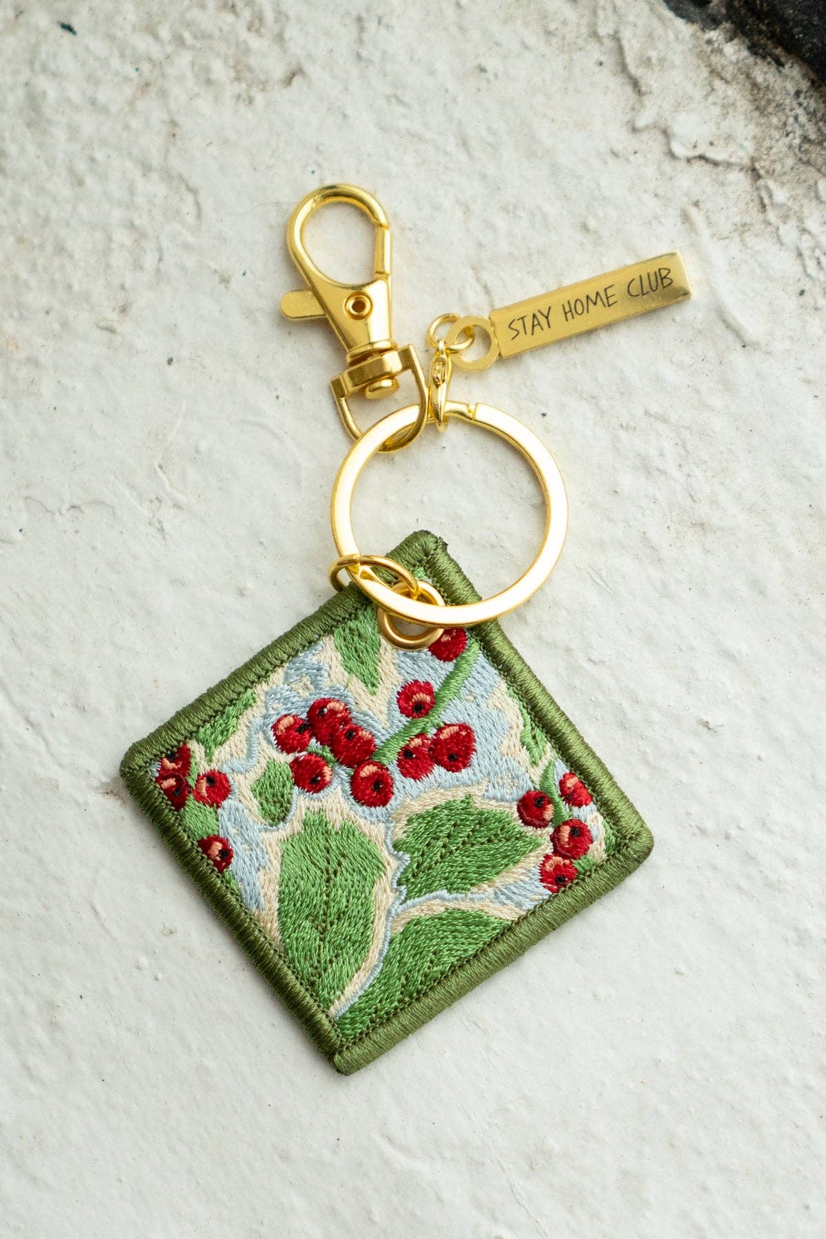 Holly - December Birth Flower Embroidered Keychain