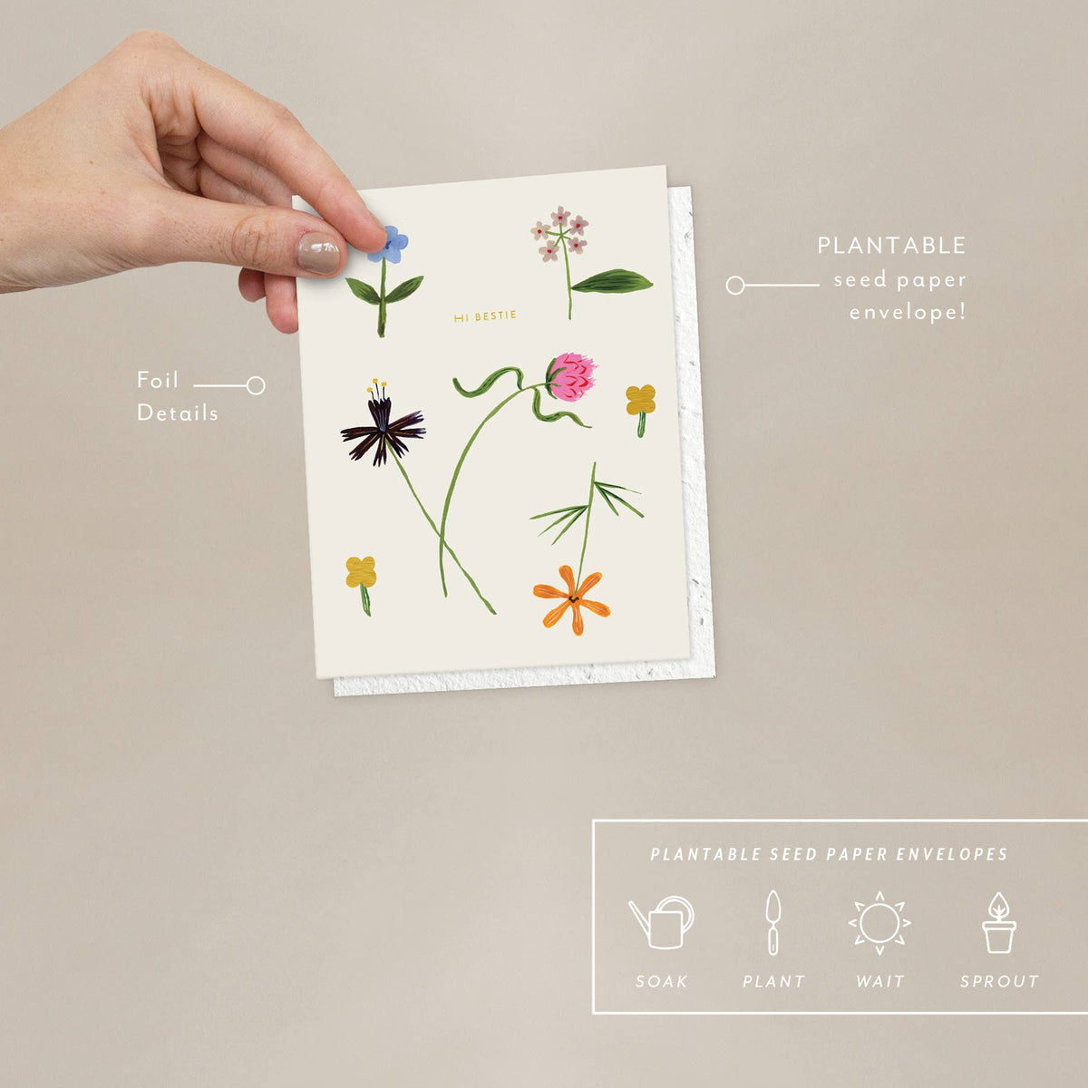 Quirky Petals - Just To Say Hi Card