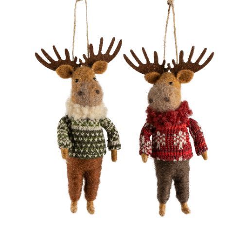 Felt moose in sweater