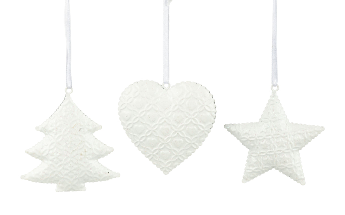 Embossed Sparkly White Ornament