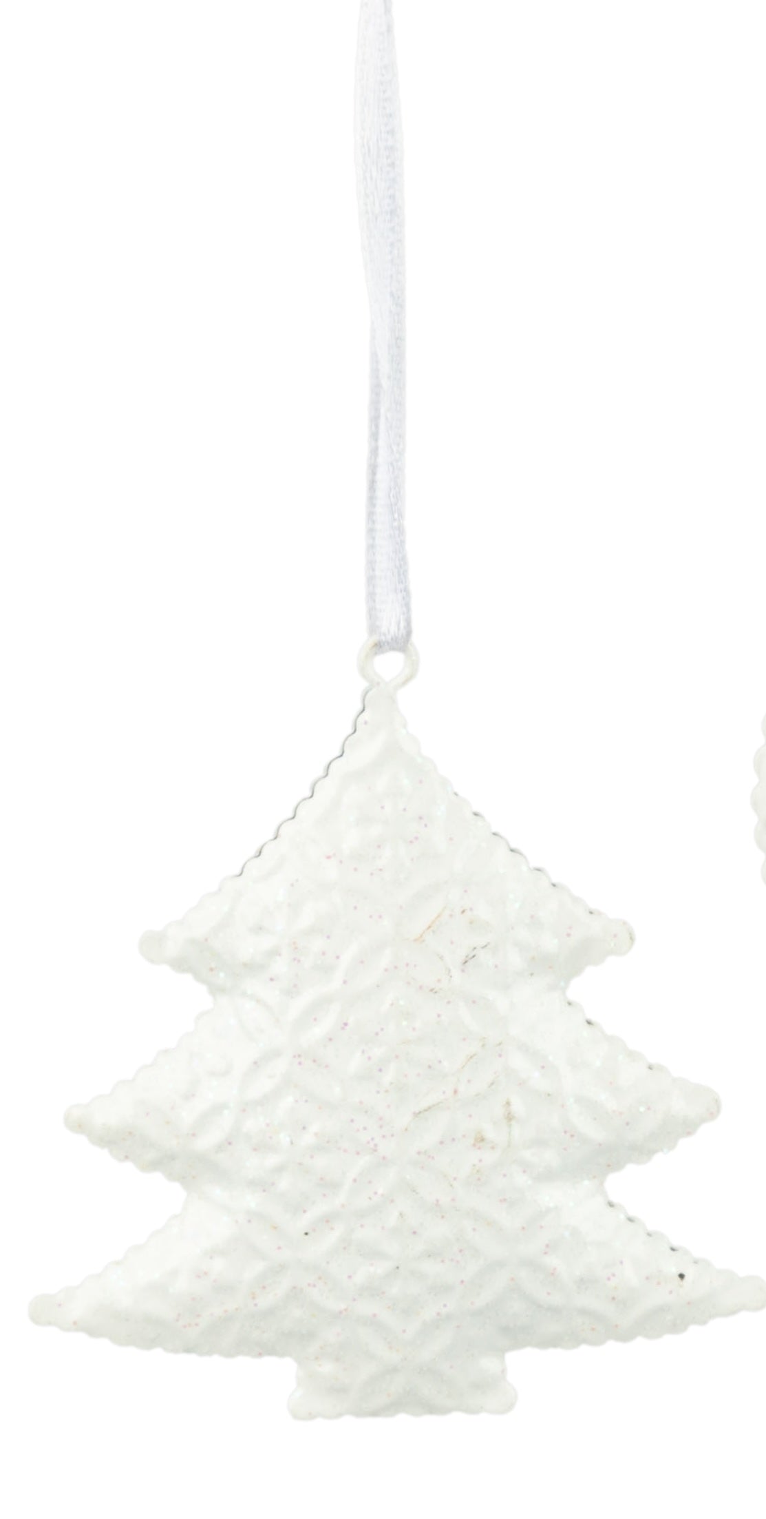 Embossed Sparkly White Ornament