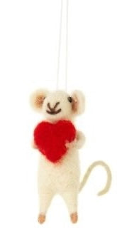 Mini felt mouse holding heart
