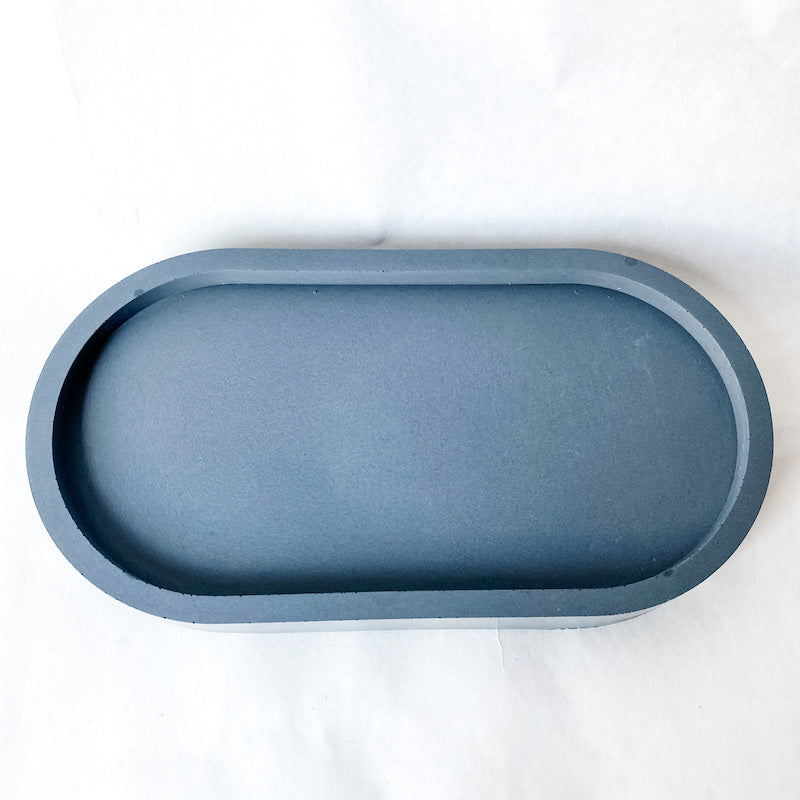 Concrete Oval Tray - Charcoal