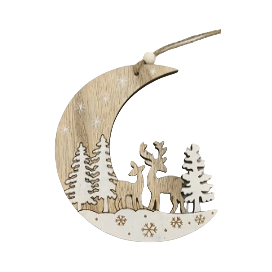 Crescent Moon Deer Ornament