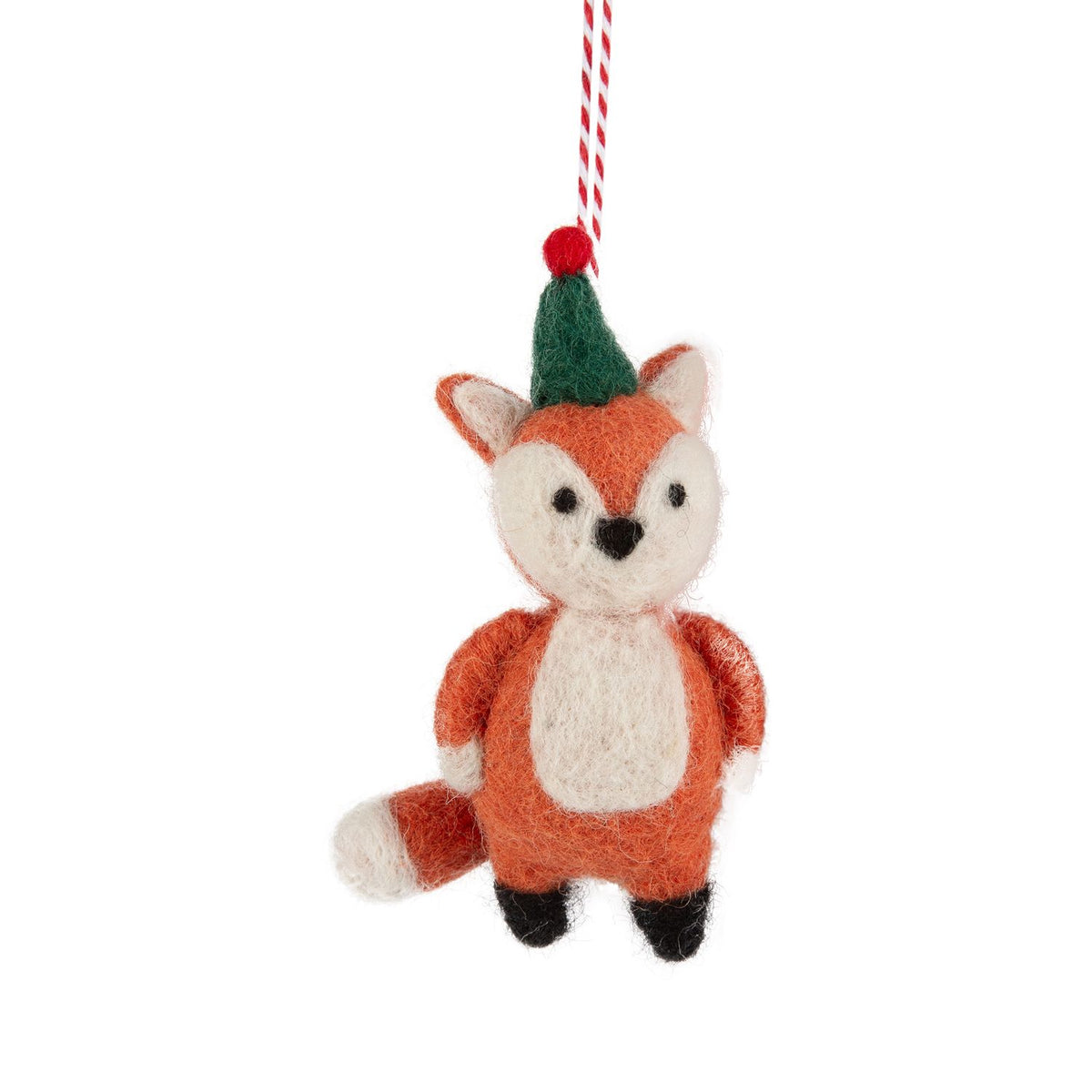 Felt Fox with Green Hat Ornament