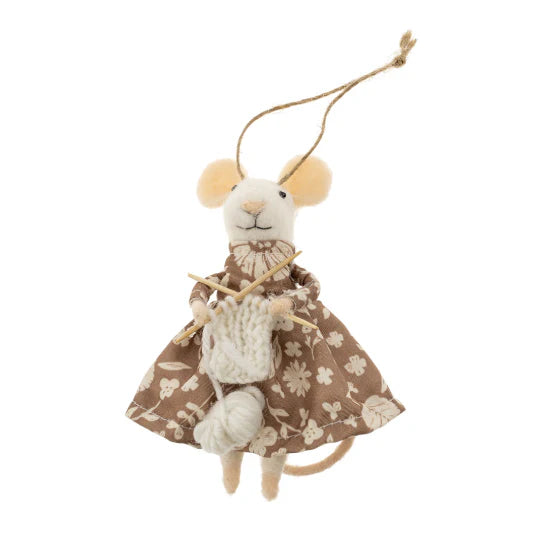 Knitting Mouse Ornament