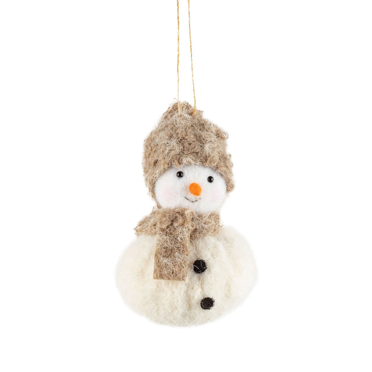 Snowman Ornament with Knitted Hat and Scarf