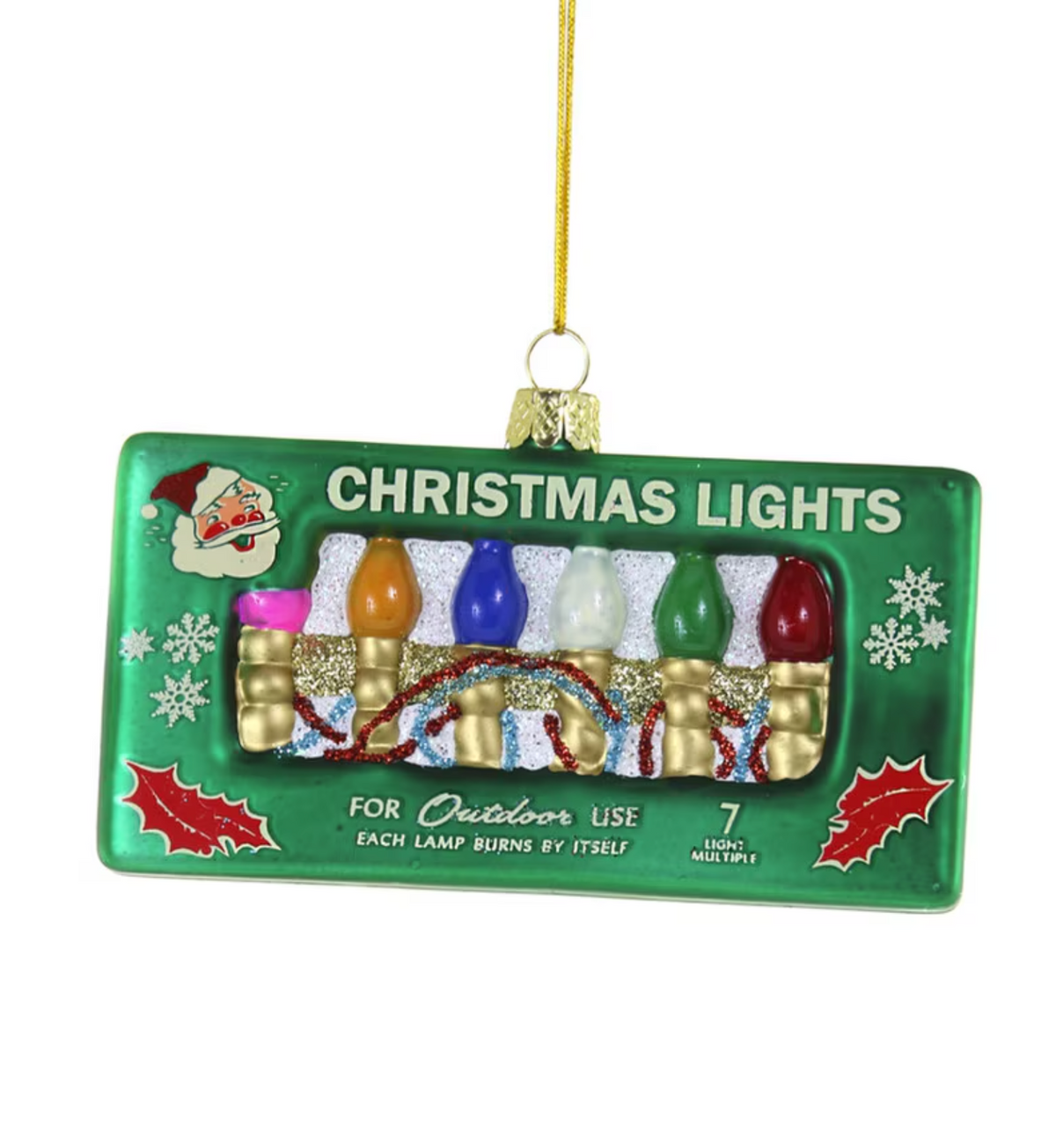 Vintage Christmas Lights Box Glass Ornament