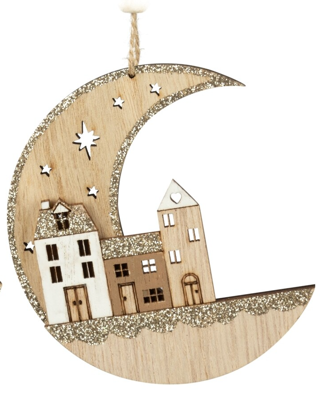 Crescent Moon Wood Ornament