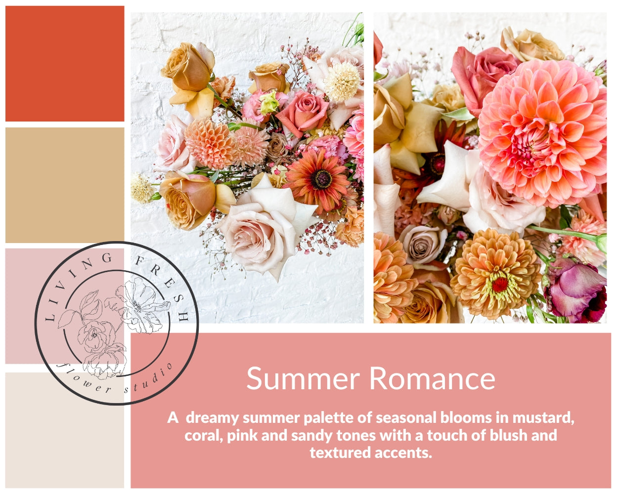 Living Fresh Wedding Flowers - Wedding Attendant's Bouquet - Whimsical Peachy Pinks