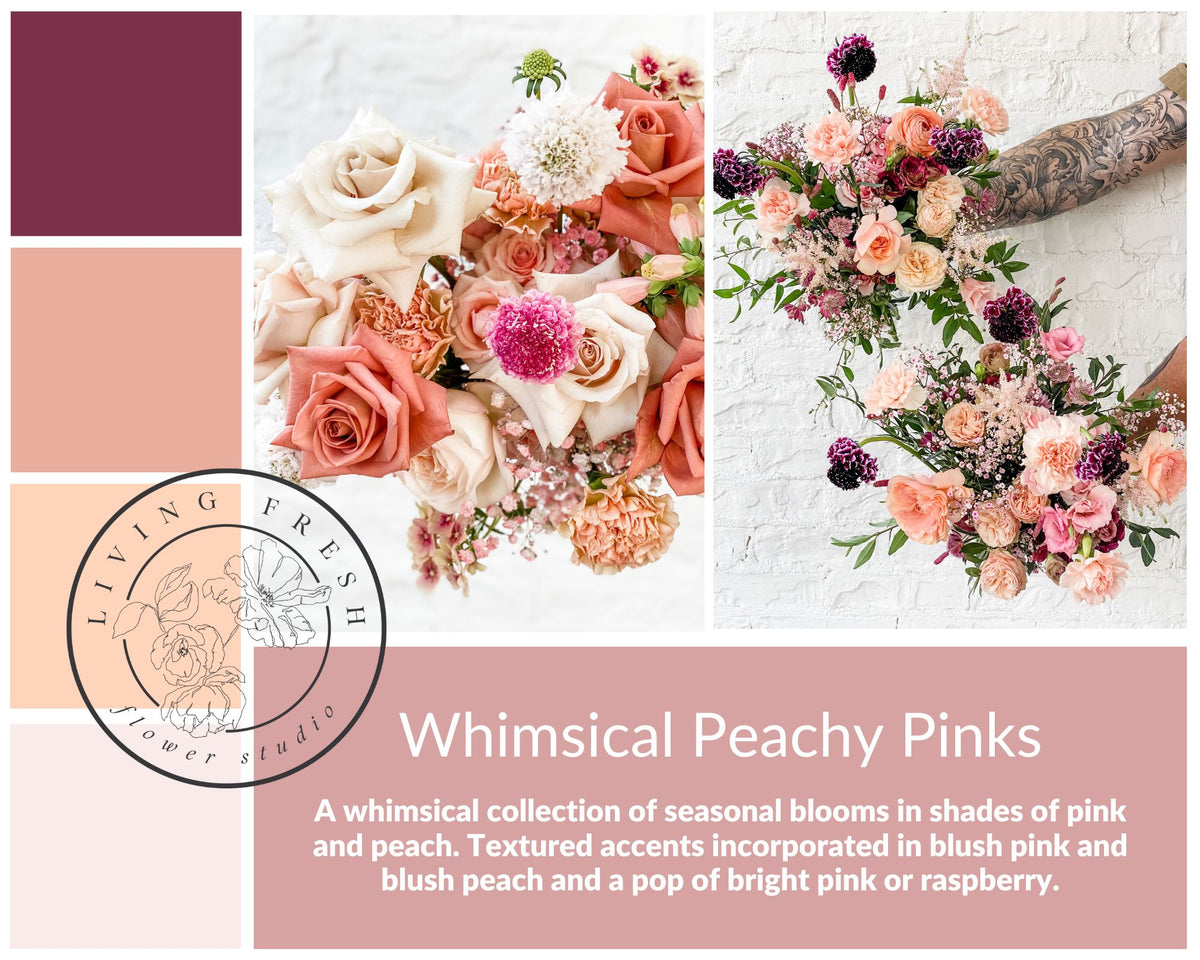 Living Fresh Wedding Flowers - Wedding Attendant&#39;s Bouquet - Whimsical Peachy Pinks