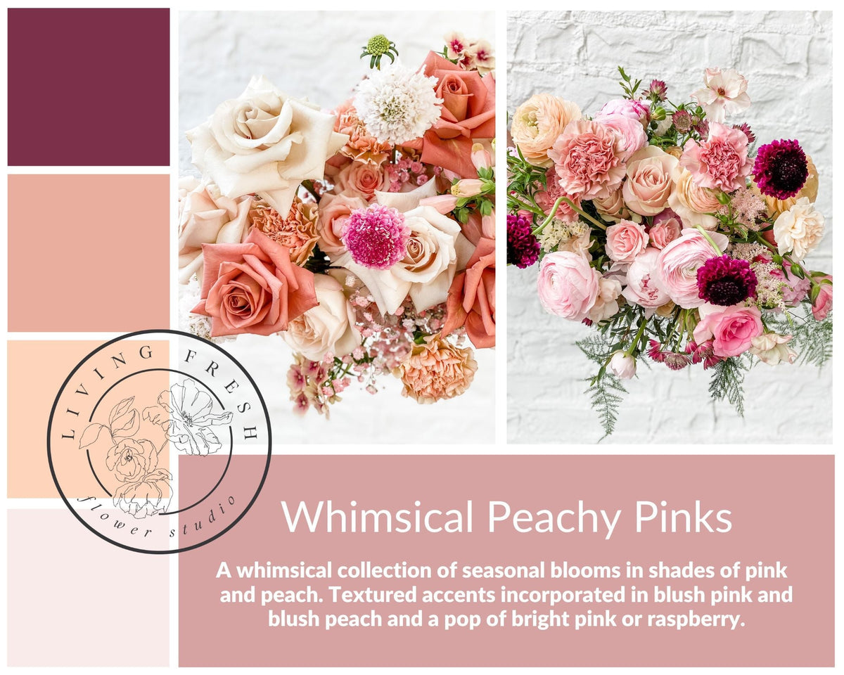 Living Fresh Wedding Flowers - Whimsical Peachy Pinky