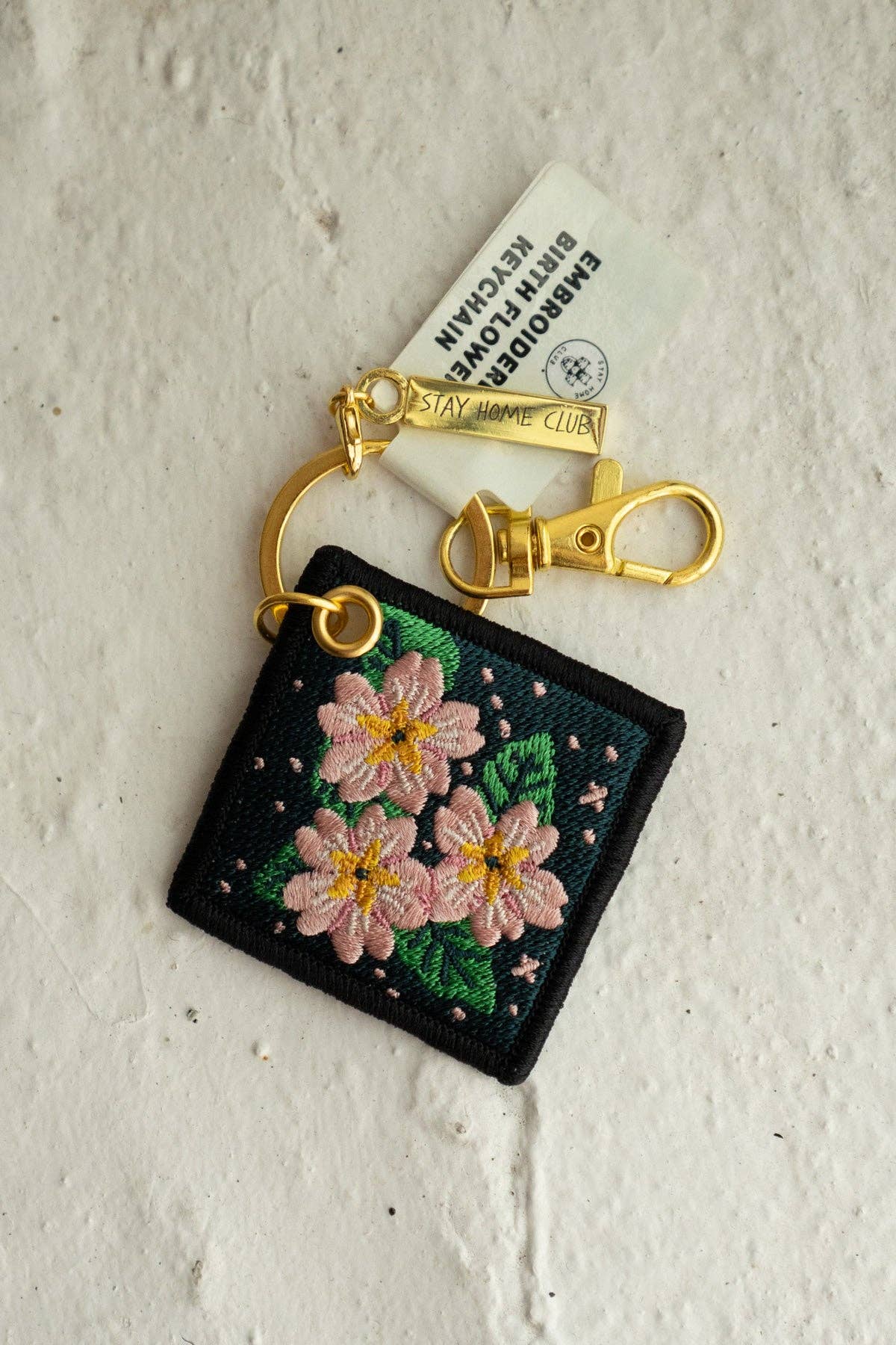 Primrose - February Birth Flower Embroidered Keychain