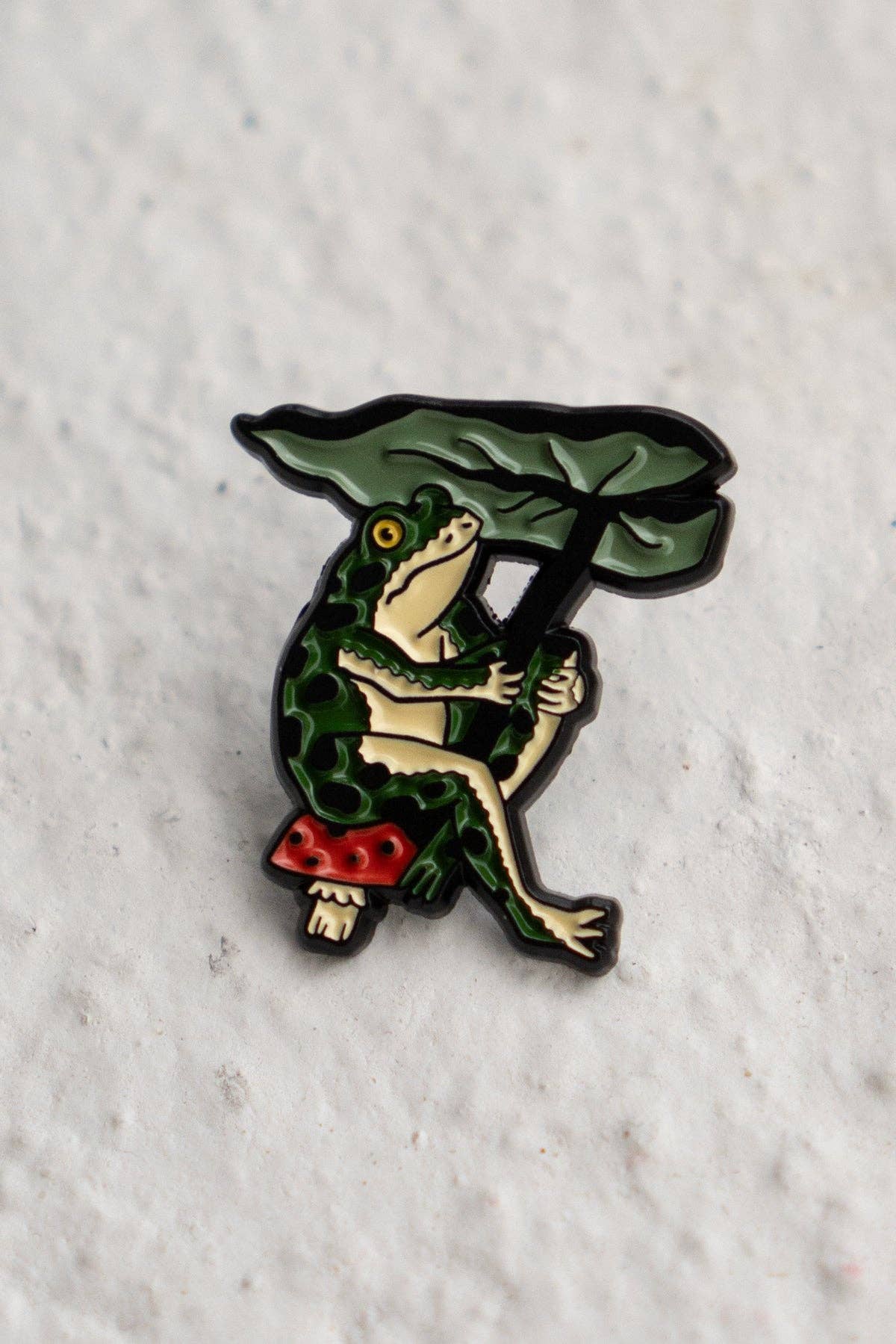 Leaf Umbrella Pin | Enamel Frog Lapel Pin