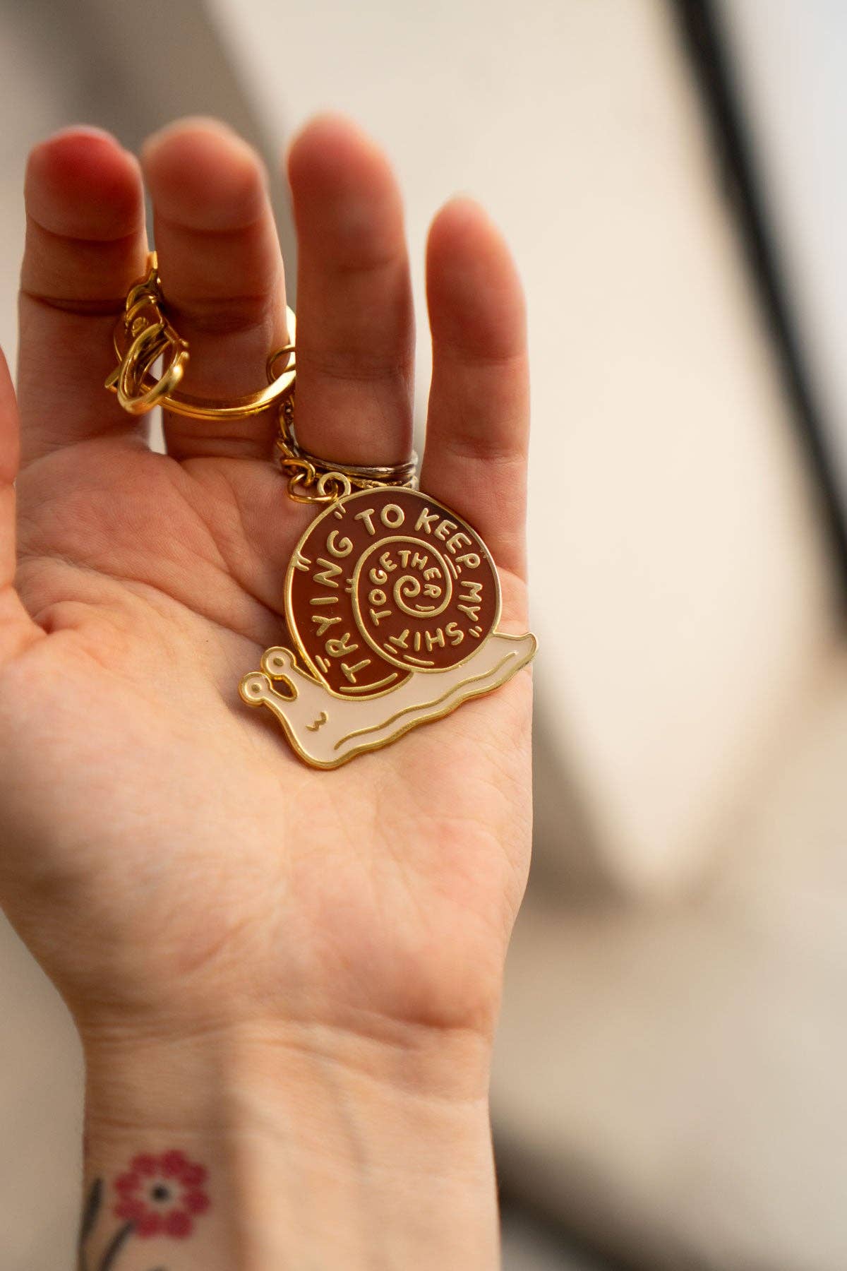 Trying Keychain | Funny Snail Enamel Keychain