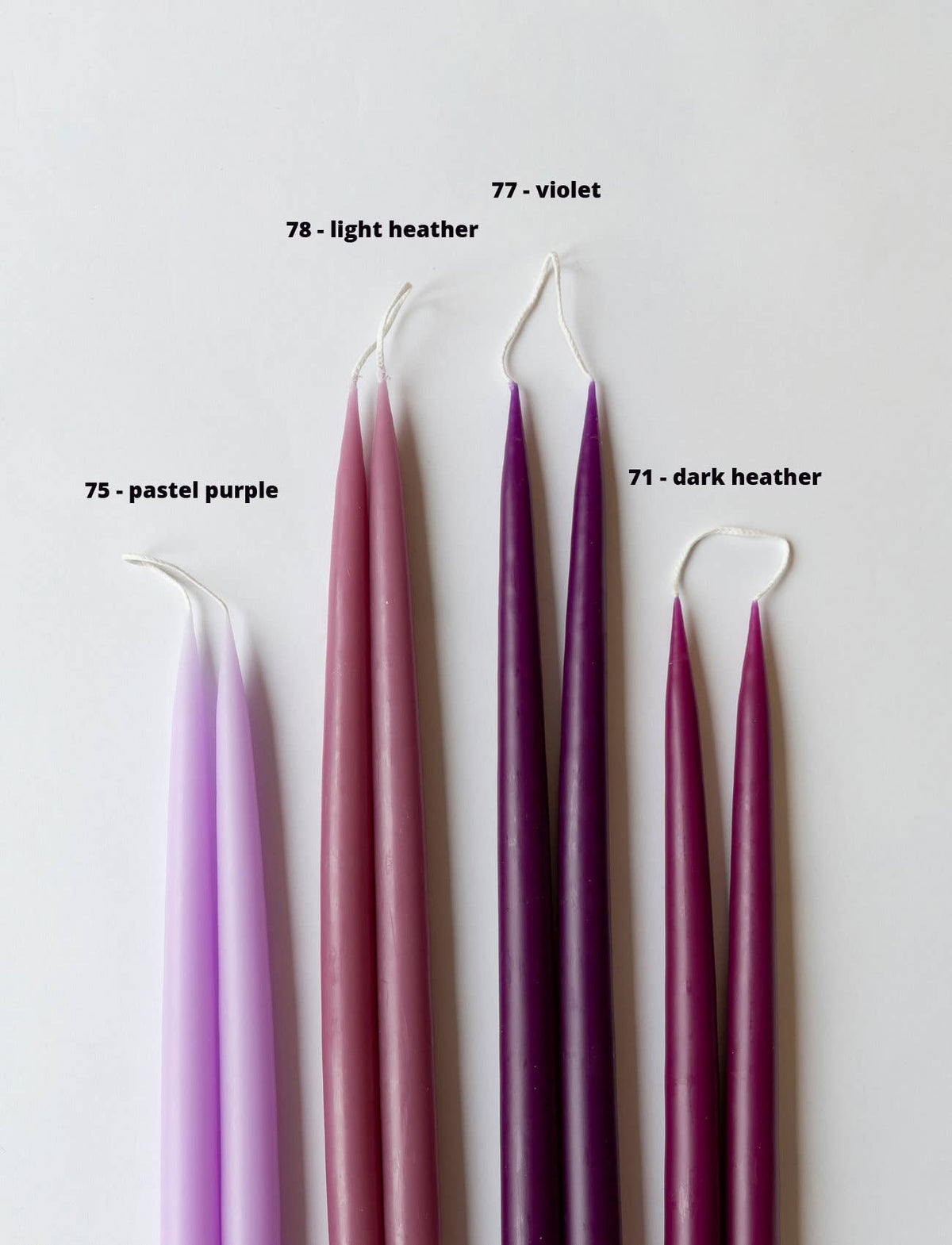 Pair of Hand-Dipped Danish Tapers - Light Heather