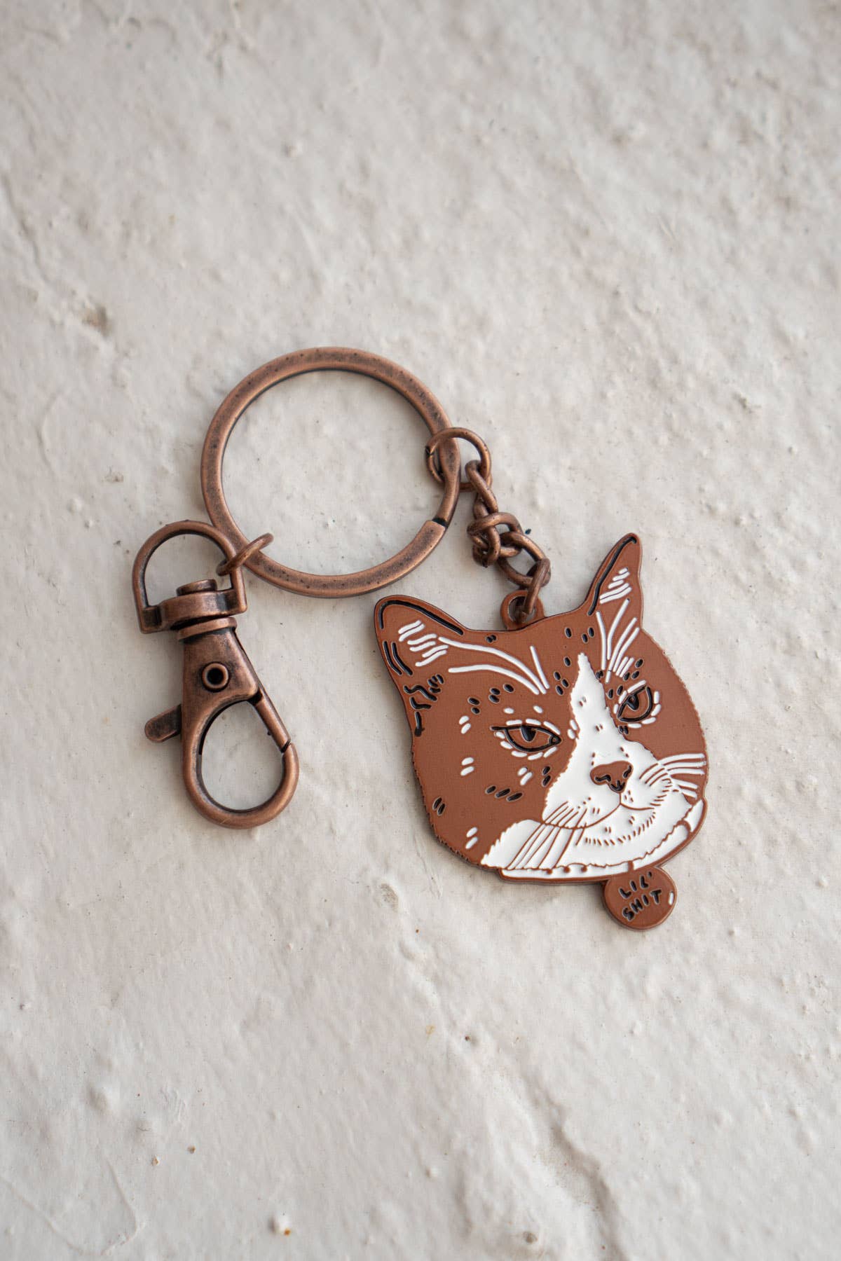 Lil Shit Keychain | Enamel Cat Keychain with Bag Clip
