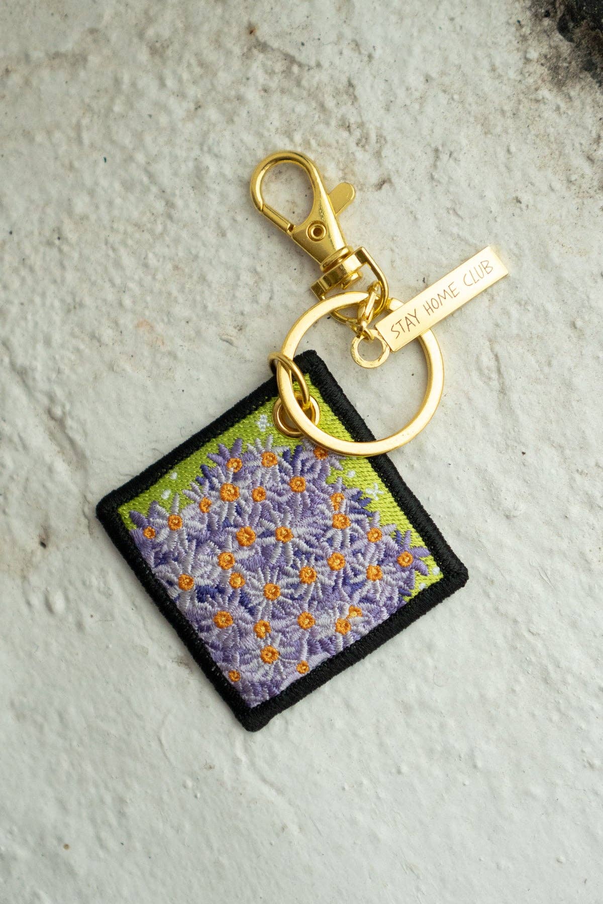Aster - September Birth Flower Embroidered Keychain