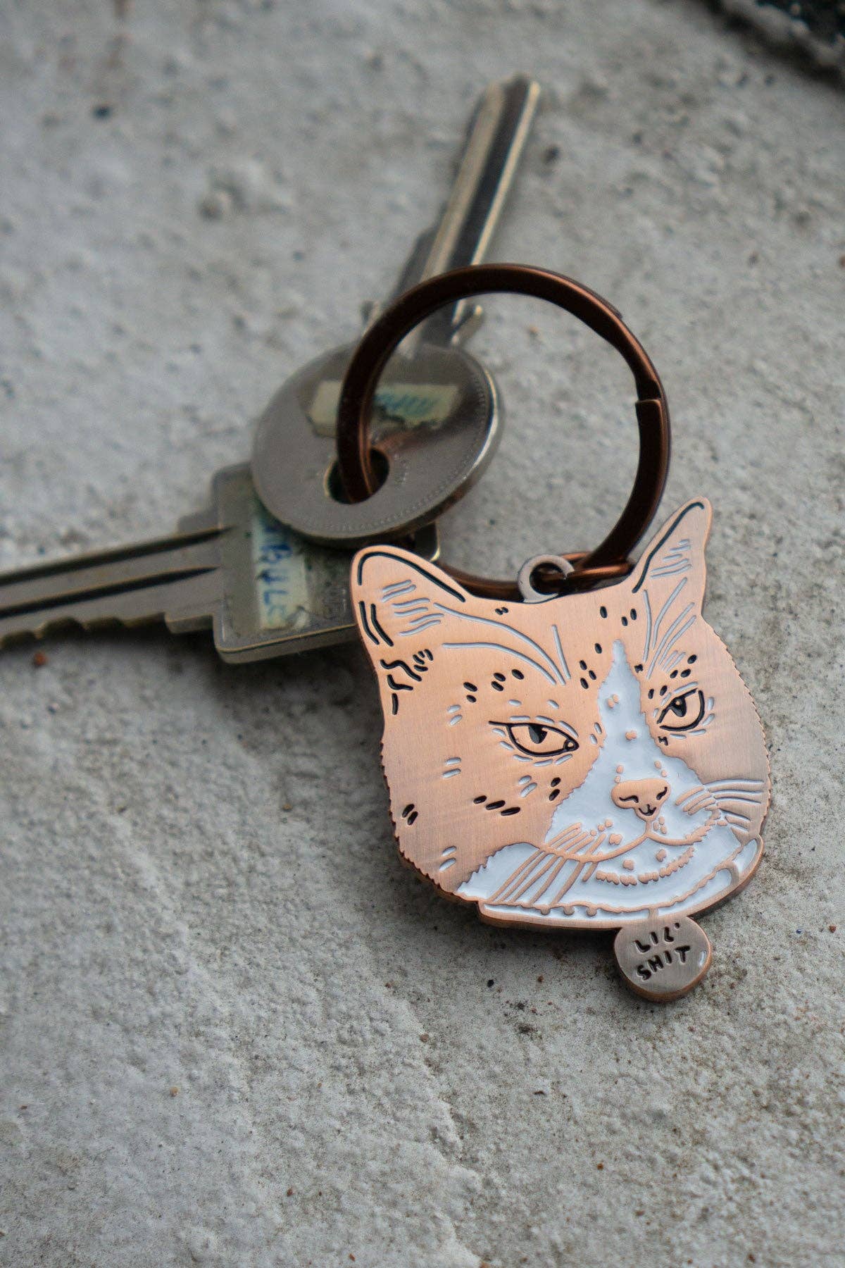 Lil Shit Keychain | Enamel Cat Keychain with Bag Clip