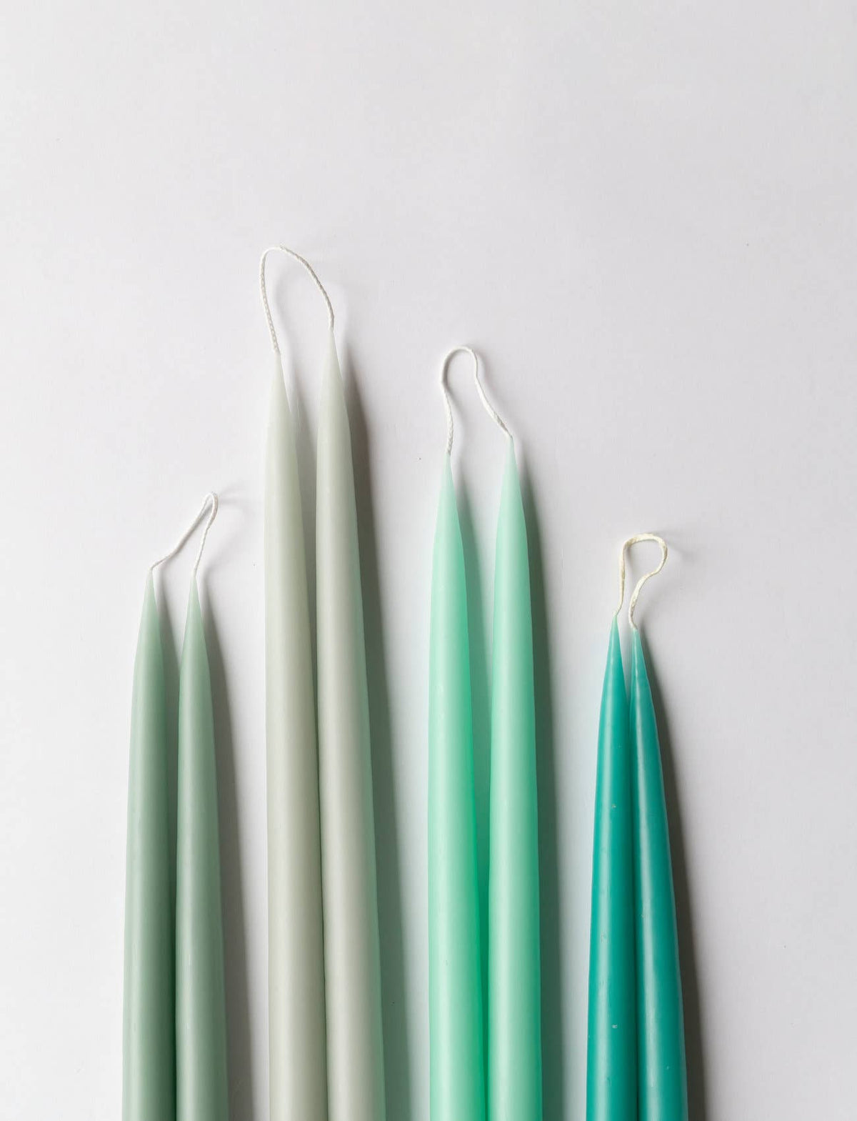 Pair of Hand-Dipped Danish Tapers - Pastel Teal