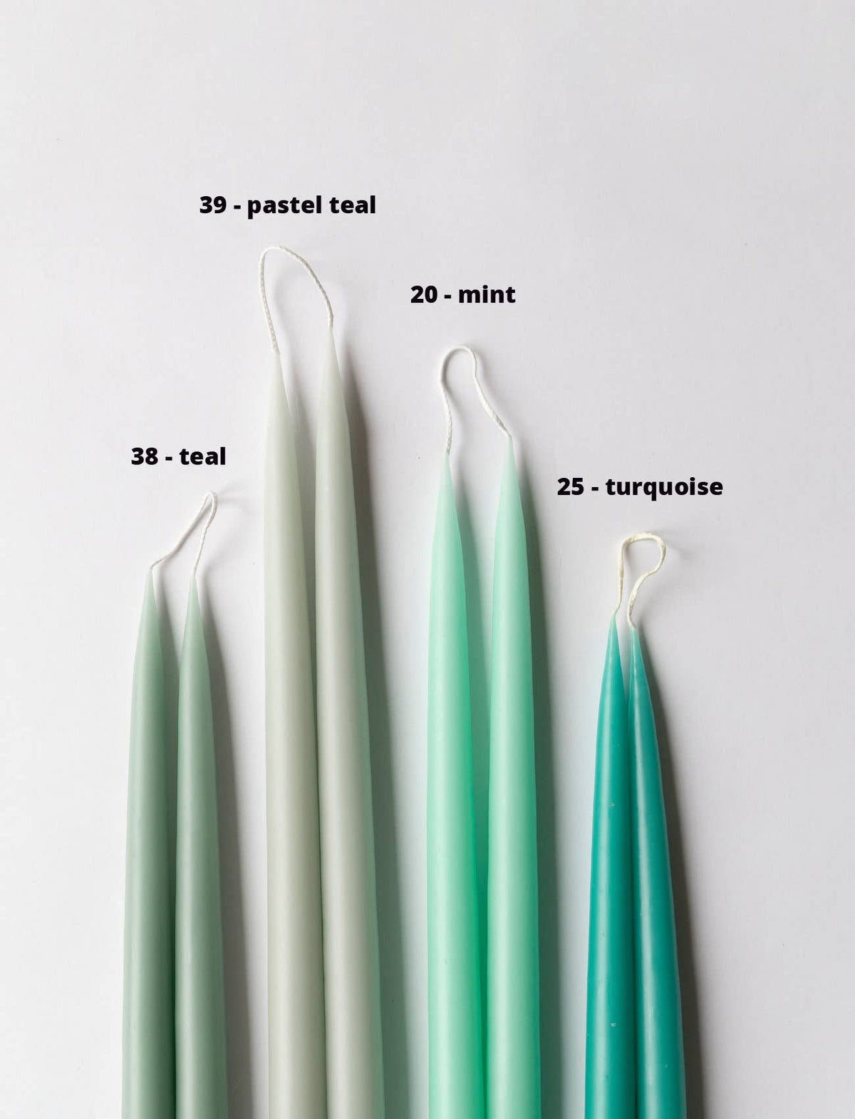 Pair of Hand-Dipped Danish Tapers - Pastel Teal