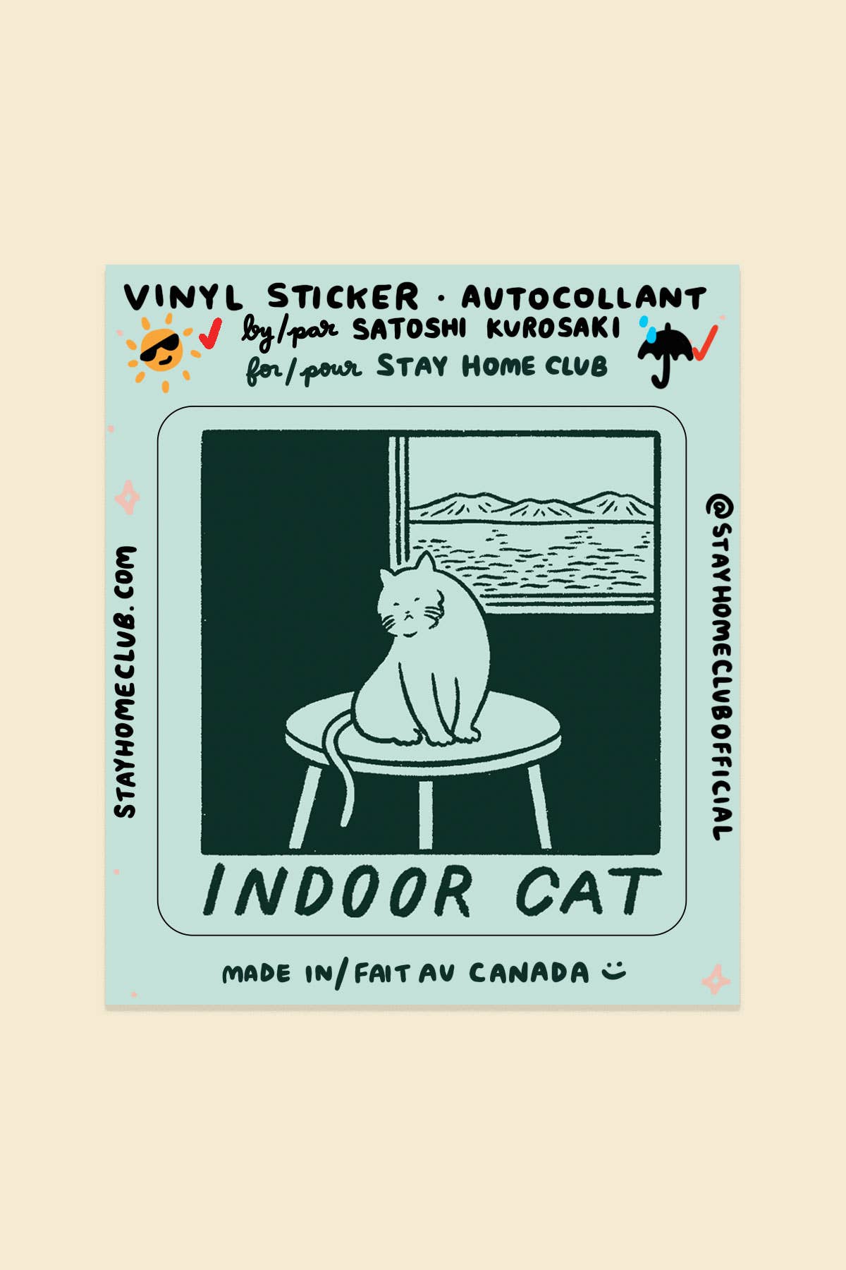 Indoor Cat (Satoshi) Sticker | Waterproof Vinyl Sticker