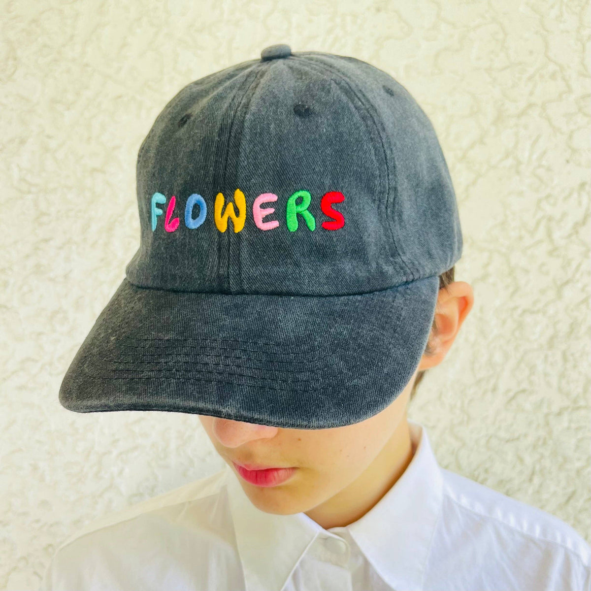 FLOWERS Rainbow Embroidered Baseball Cap 