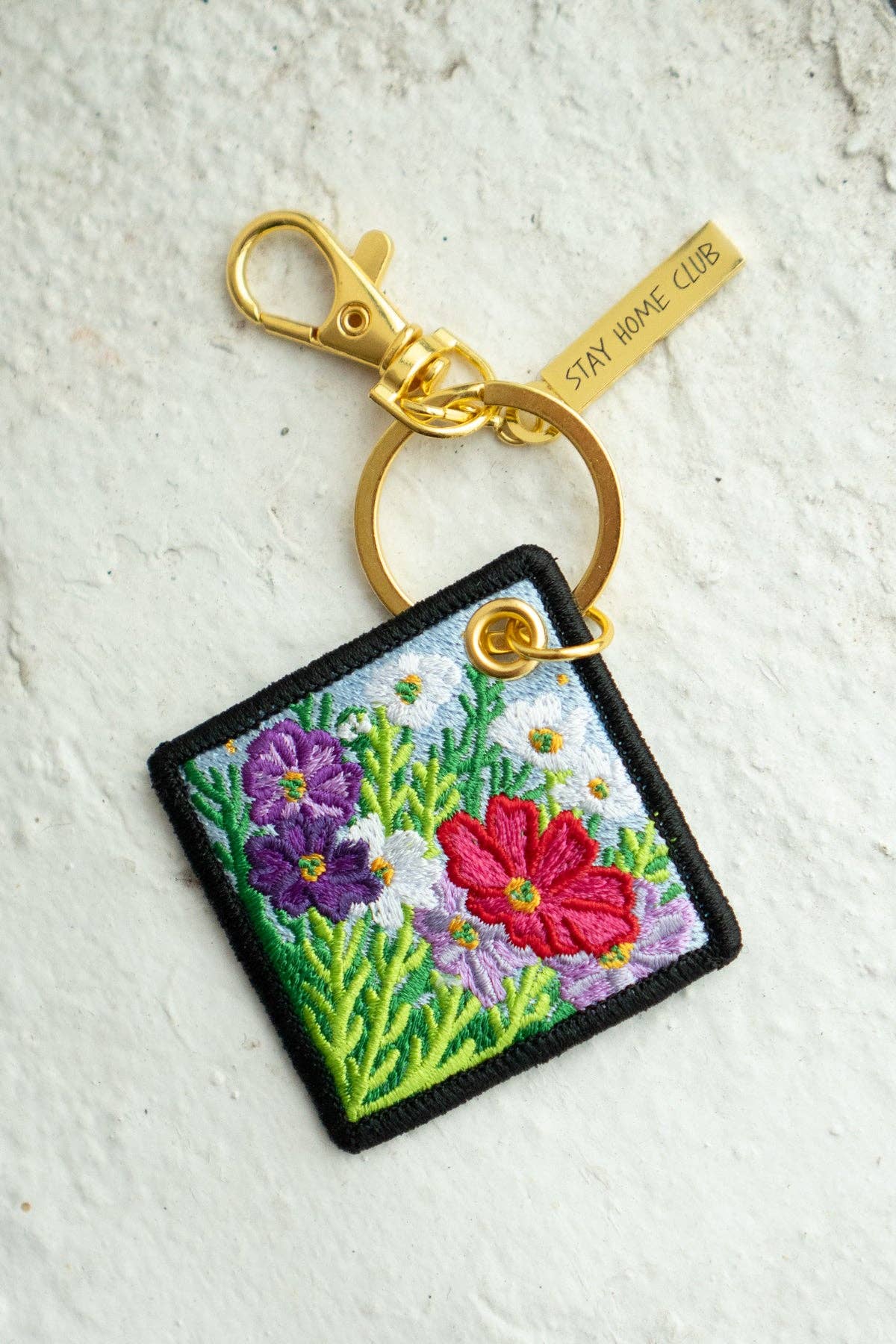 Cosmos - October Birth Flower Embroidered Keychain