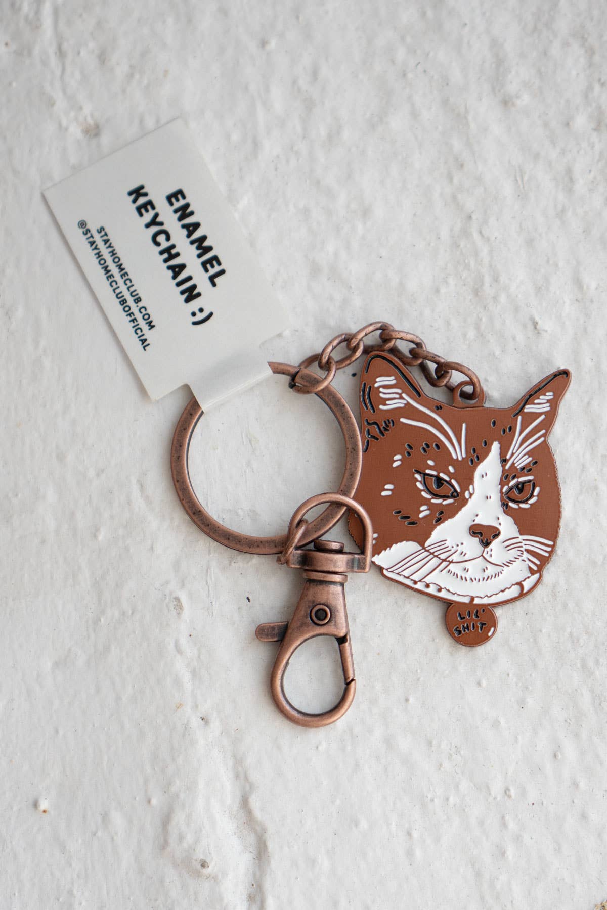 Lil Shit Keychain | Enamel Cat Keychain with Bag Clip