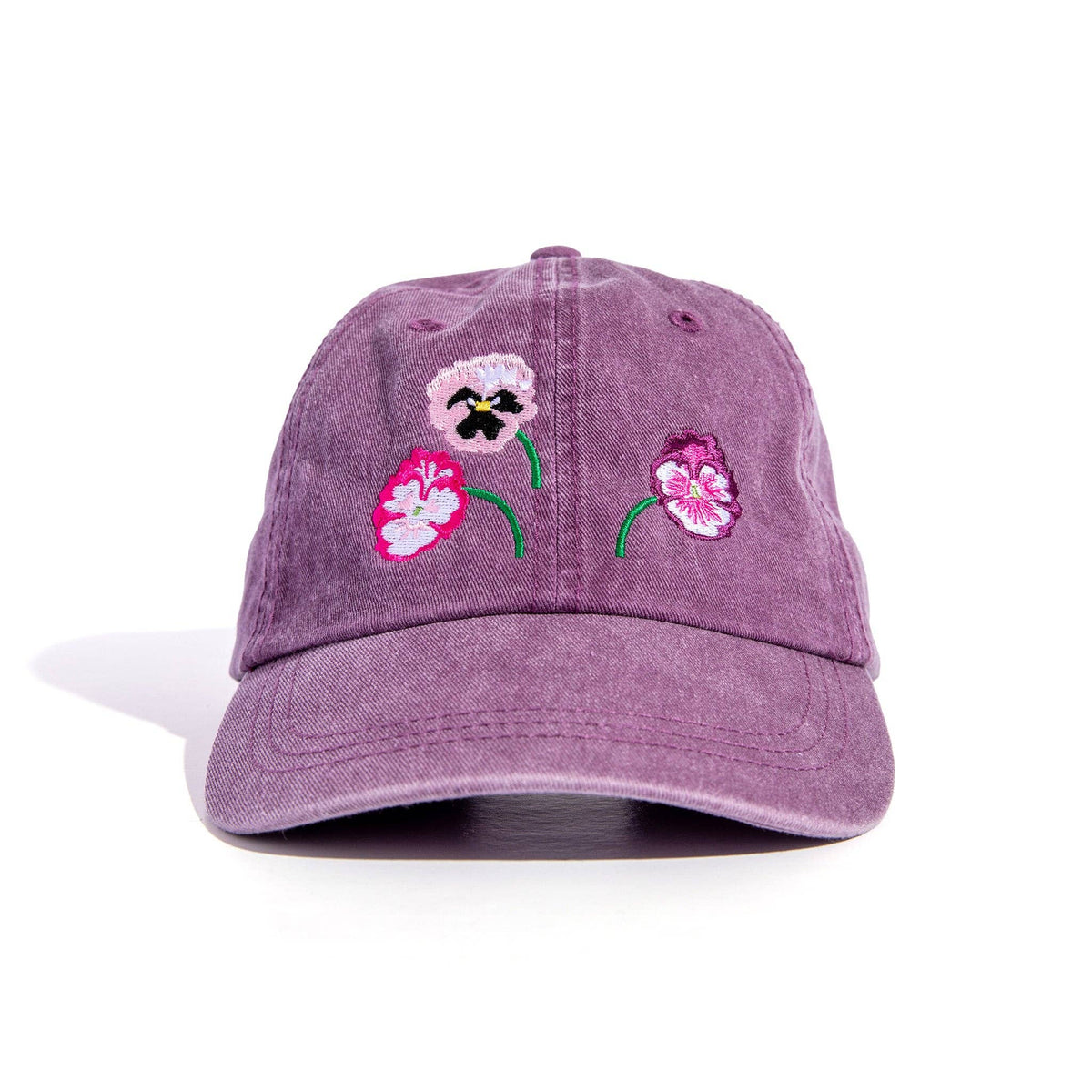 Pansies Embroidered Ball Cap