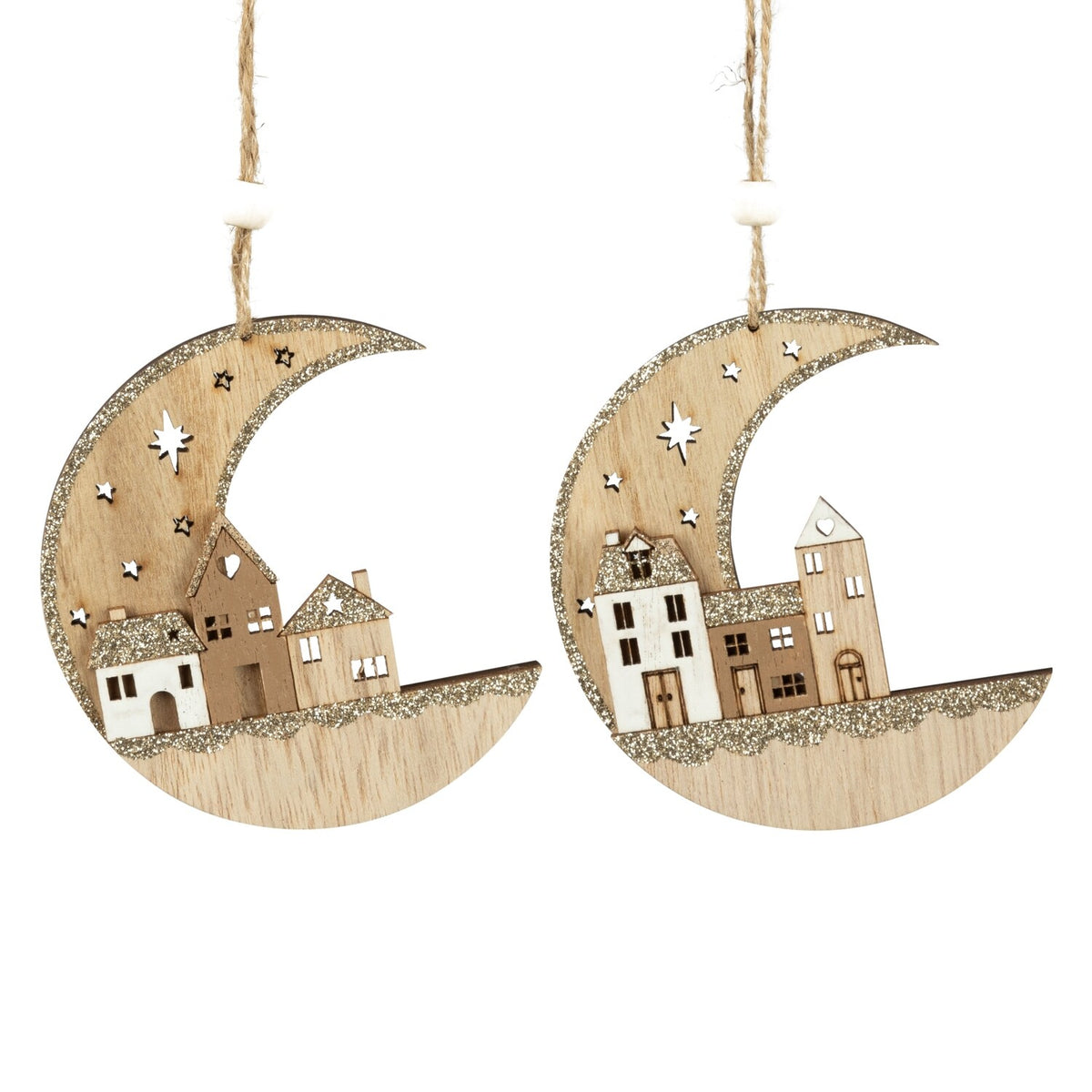 Crescent Moon Wood Ornament