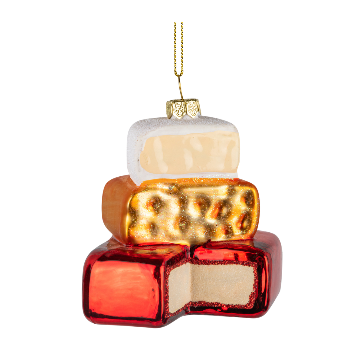 Glass Cheese Stack Ornament