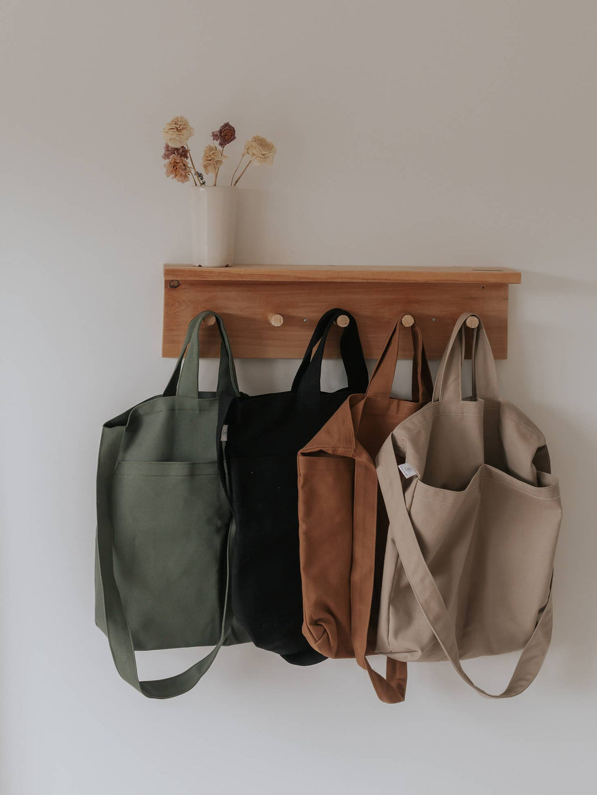 Double Pocket Tote Bags Hanging 